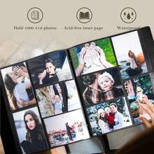 Photo Album 6x4 Slip In, Linen 300 Pockets Photo Albums Holds Landscape Only 10x15cm Picture Blue - Grey - View 5