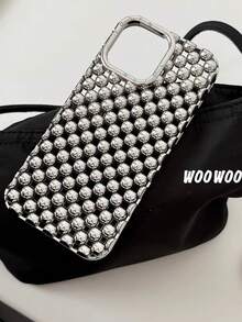 优雅镂空钢珠电镀哑光银色手机壳适用于 16、 15 Pro Max、 17/17 Pro/17 Pro Max、新款 14 软壳、 13 防摔保护套、 15 超时尚、 16 Pro 创意防水防震防刮 - 電鍍銀色 - 查看 5