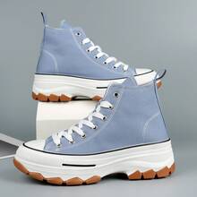 INNERSECT Women's Chunky Platform Canvas Trainers Retro Daily Sneakers Lace-Up Casual Shoes