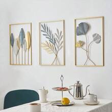 3pcs Metal Wall Decor Leaf 3D Colorful Painted Metal Wall Art For Living Room, Bedroom, Home Decor (Please Refer To The Last Image For The Bulk Item)