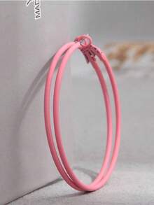 1 paire de boucles d'oreilles élégantes en forme de créoles minimalistes à la mode, de couleur blanche fluorescente et multicolore bonbon, pour femmes - Blanc - Voir 9