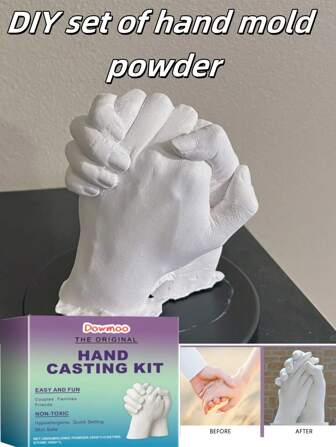 Handvormpoeder DIY-set Kloonpoeder 3D-modelpoeder Handafdruk DIY Souvenir Handmodelset