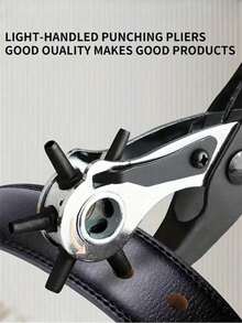1pc-Belt Punch Pliers Leather Belt Hole Eyelet Puncher, Punch Tool For Belts, Watch Bands, Handbag Straps And More, Heavy Duty Rotary Puncher, Belt Punch Diameter: 4.5/4/3.5/3/2.5/2mm - Multicolor - View 1
