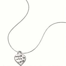 10pcs/20pcs/30pcs/60pcs/80pcs/100pcs Silver Heart & Letter "Made With Love" Pendant Charms For DIY Jewelry Crafting