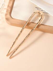 4 件优雅复古法式发夹 - 单合金 U 型发簪、金色金属发髻夹、适合所有发质的扭发夹叉、纯色、不易缠结的简易发髻配饰，适合 14 岁以上夏季优雅发饰节日配饰婚礼配饰、发夹、发髻延长、发髻制作器、发髻发片、发型夹