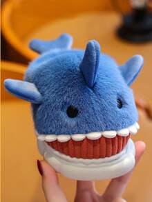 Kids Cute Cartoon Shark Pattern Thermal Slippers, Toddler Boys Girls Thick Plush Fur House Shoes