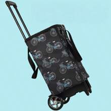 110 Lbs Capacity All-Terrain Soft Wheel Foldable Multipurpose Hand Truck With Detachable Bag And Bicycle Pattern Design - Portable Folding Shopping Cart For Shopping, Moving, Gardening, Sturdy Handle Structure