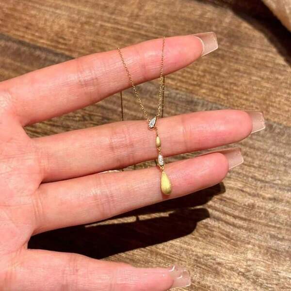 1pc Vintage Teardrop Textured Gold Color Necklace, Elegant Lightweight Luxe Design Choker