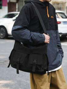 Japanese Style New Simple Men Messenger Bag Large Capacity Waterproof Student Campus Backpack Shoulder Bag Casual Daily Commute Bag School Bag Side Bag