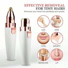 1 pieza Recortador de cejas eléctrico 2 en 1 para mujer, mini removedor de vello facial portátil con luz LED
