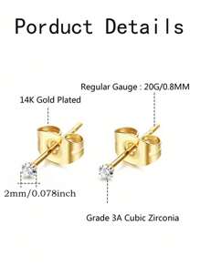 4 pares de pendientes con piedras de circonita clara redondas de acero inoxidable para mujeres y niñas, set de pendientes de bola pequeña de moda para cartílago, trágus y daith, regalo de joyería