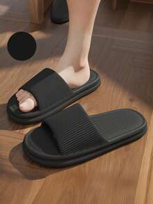 Trending! Influencer Unisex EVA Slippers, Solid Color, Comfortable, Non-Slip, Durable, Suitable For Indoor Wear - Grey - View 12