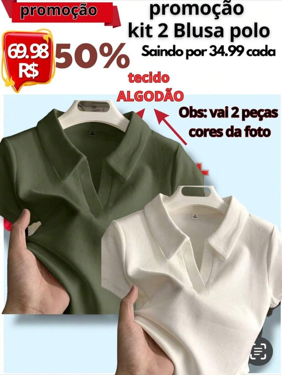 Women's Polo Shirt Short Sleeve Cotton - 1 OFF 1 軍綠色 - 查看 1