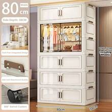 5/4/3/2/1 couche Armoire pliante sans installation, Armoire de rangement renforcée, Armoire à vêtements pour la maison, la chambre, bébé/enfants - Multicolore - Voir 18