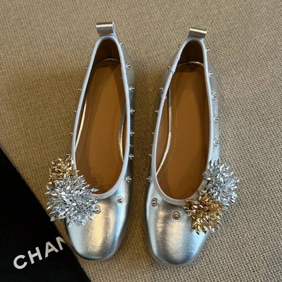 Zapatos planos para mujer - Plateado - Ver 1