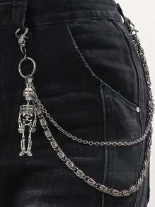 1 Stück Mehrschichtige Hip-Hop Punk Kette, dekorative Hänge Kette, Y2K Punk mehrschichtige Hosen Kette für Jeans Hosen