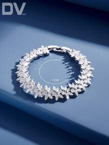 DV JEWELRY 1pc Women Luxury Cubic Zirconia White Gold Plated Bracelet, Jewelry Gift For Date, Wedding, Party, Anniversary - Silver - View 4