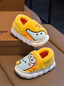 1 双儿童拖鞋，幼儿男孩卡通恐龙室内防滑家居鞋，秋冬 - 黃色 - 查看 2
