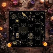 1 buah Kain Altar Tarot Mistik Surgawi - Alas Meja Simbol Astrologi untuk Pembacaan Tarot, Dekorasi Spiritual Buatan Mesin, Hadiah untuk Penggemar Tarot, Penataan Ruang Meditasi, Desain Mistik, Penutup Meja Tahan Lama, Kualitas Pengerjaan yang Baik - Hitam - View 4