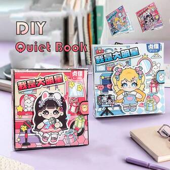 1 pieza Libro Sensorial DIY, Regalo de Cumpleaños, Halloween, Navidad, Regalo Festivo de Acción de Gracias, Libro Sensorial Azul y Rosa Hecho a Mano sin Cortar 3D, Materiales Ricos para Ejercitar la Habilidad Práctica