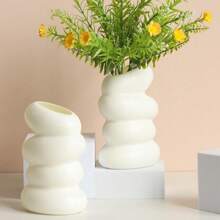 Nuevo jarrón en espiral de plástico, florero de estilo nórdico creativo para arreglos florales, recipiente decorativo, jarrón para flores secas y húmedas, imitación de esmalte, maceta de melamina