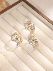 Conjunto de 3 anéis de aço inoxidável de alta qualidade da moda, anéis de duas cores, anéis multi-elementos com elemento de gota d'água, anéis de uso diário para mulheres