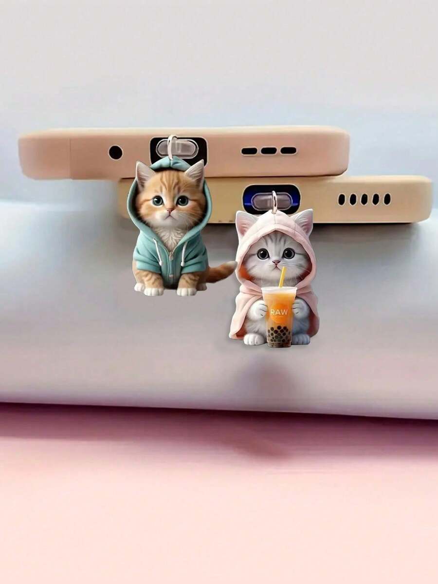 1pc New 2D Flat Acrylic Dust Plug, Compatible With Apple Lightning & Type-C Oval Interface, Suitable Gift