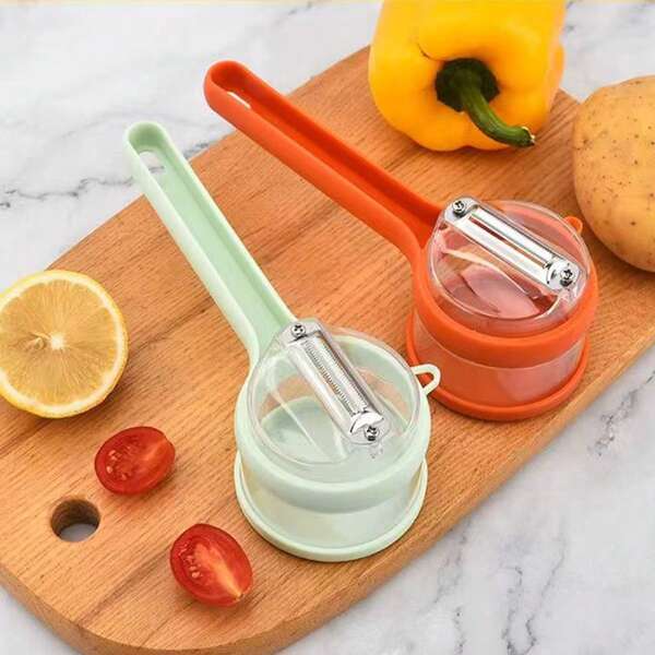 1pc Multi-Functional Peeler With Storage Function, Creative Potato Peeler With Anti-Splash Design