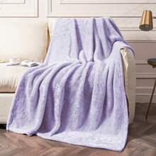 بطانية فاخرة من الفلانيل البنفسجي الفاتح - بطانية ناعمة وفاخرة ودافئة من الأقمشة الفاخرة المخملية 280 جم/م2، مناسبة للسرير والأريكة والأريكة - مثالية للياالي الشتوية الباردة والاسترخاء