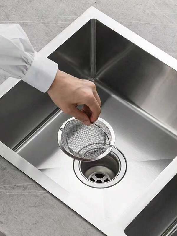 1pc Stainless Steel Kitchen Sink Strainer, Mesh Drain Catcher, Food Filter Basket With Handle, Anti-Clogging Sink Colander, Reusable Kitchen Gadget For Home, Bathroom, Utility Sinks