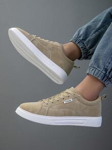 2025新款男士运动鞋、男士时尚休闲鞋、系带男鞋、滑板鞋、男士运动鞋、个性化街头男鞋 - 卡其色 - 查看 4