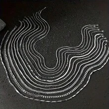 12pcs Stainless Steel Simple Hip-Hop Style Necklace Set - 23.62 Inches, Fashionable Chain Design Suitable For Casual And Outfits - Multicolor - View 2