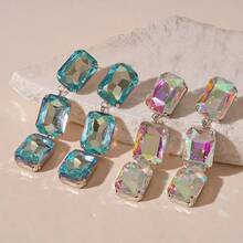 夸张几何水钻耳环，适合宴会、派对、夜生活