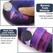 Large Mouse Pad Desk Dad, 4-In-1 Keyboard Wrist Rest Pad & Wrist Support Mouse Pad Set, Extended Desk Pad Waterproof Desk Home Office Study Game-Blue Marble - Galactic - View 6