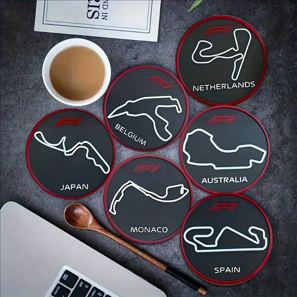 1/6 Piece, F1 Race Coaster, 1 Random Style Or 6-Piece Set, To Meet Your Various Needs, Suitable For Dining Rooms, Living Rooms, Kitchens, Bedrooms, And Also Suitable As A Gift For Others