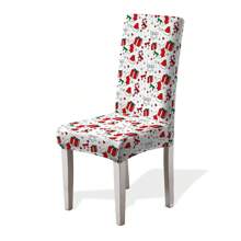 1/4/6/100 piezas Fundas de silla con estampado navideño, fundas elásticas a prueba de polvo con decoración navideña de dibujos animados para sillas del comedor, decoración navideña, fiesta festiva