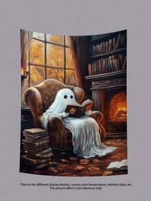 万圣节鬼魂挂毯系列南瓜灯黑暗城堡趣味鬼魂阅读万圣节横幅南瓜装饰秋季装饰挂毯墙艺术家居装饰