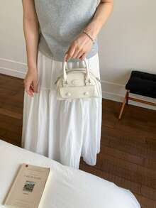 1 件女士纯色仿皮托特包手提包，时尚波士顿钱包，单肩斜挎包，适合通勤和购物