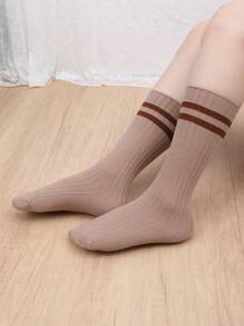 4 pares de calcetines sobre la rodilla a rayas para niños y jóvenes, nuevos calcetines deportivos estilo coreano para niñas, versátiles calcetines de tubo alto aptos para primavera, otoño y vuelta al colegio