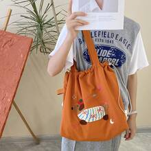 Women Tote Bags - 橘色蝴蝶結小狗抽繩單肩 - 查看 8