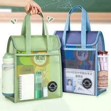 1pc Transparent Mesh Tote Bag, Large Capacity Tutoring Bag, Study/Storage Pouch For Students, Back To School, School Supplies - Multicolor - View 4