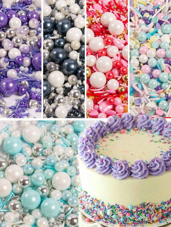 85g/3oz Virutas/Chispas decorativas de alta calidad para decorar tartas, cupcakes, galletas, helados, repostería y postres de fiestas, bodas, navidad y otras celebraciones. Decoraciones con perlas.