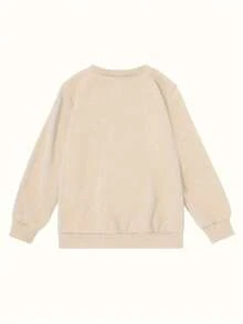 1 szt. kreatywny parasol dla dziewcząt - bluza z okrągłym dekoltem i nadrukiem dla dziewcząt, miękka tkanina, styl na wiosenne i jesienne wyjścia na świeżym powietrzu - Morela - Zobacz 3