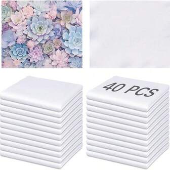 Set de 80/40 paños de limpieza para gafas con sublimación, paños de limpieza de microfibra blanca DIY para lentes, adecuado para gafas, anteojos, cubiertos, cámaras, teléfonos y portátiles