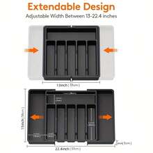 Silveryware 1 件可扩展抽屉整理器 - 可调节塑料餐具托盘，用于厨房、餐具、刀叉、勺子、刀子存放