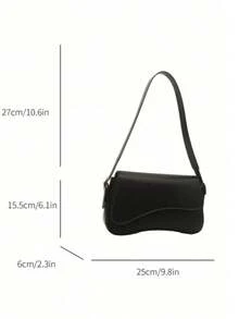 简约纯色单肩翻盖包，经典纹理斜挎包，女士钱包