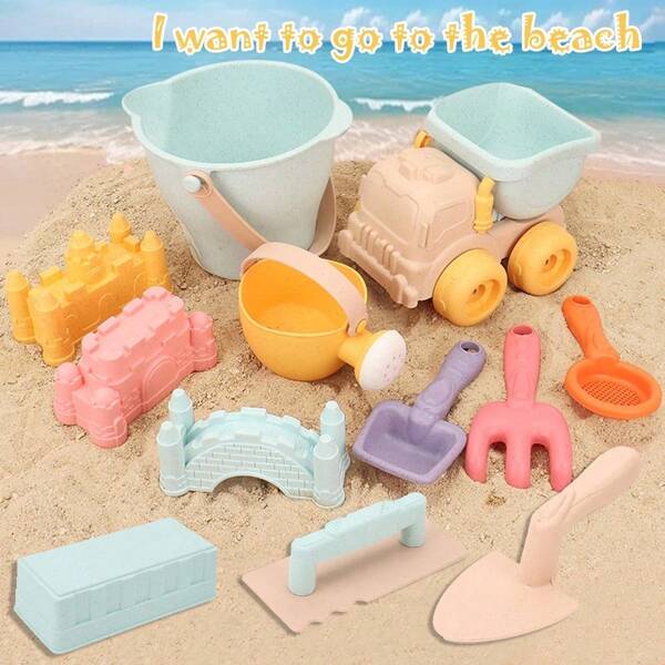 Pelle et seau à sable de plage, jouets de plage pour enfants, jeu de creusement de sable en mer, ensemble de glaces de plage mignon, idéal comme cadeau d'été pour filles, couleurs aléatoires