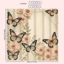 1/4pcs Pink Floral & Butterfly Bathroom Decor Set, Includes Shower Curtain, Bath Mat, U-Shape Toilet Lid Cover, Waterproof, Washable, Modern Style Partition Curtain, No Drilling Required - Multicolor - View 13