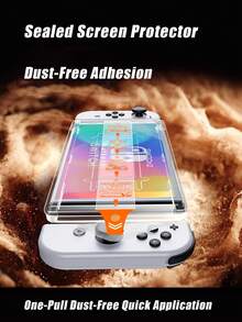 1pc Ultra-HD Screen Protector, Water-Resistant, High Hardness Material Anti-Collision, Glossy High-Definition Full Coverage, Advanced Adhesive Material, Easy One-Key Paste, Dust-Free Sticker Applicator, Compatible With Nintendo Switch/ OLED/ 2 - Transparent - View 4