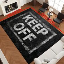 1pc "KEEP OFF" Graphic Print Shag Area Rug, 650GSM Silicone Backing, Soft Plush Carpet For Patio, Camping, Entryway, Living Room, Bedroom, Game Room, Machine Washable For All Seasons, Home Decor